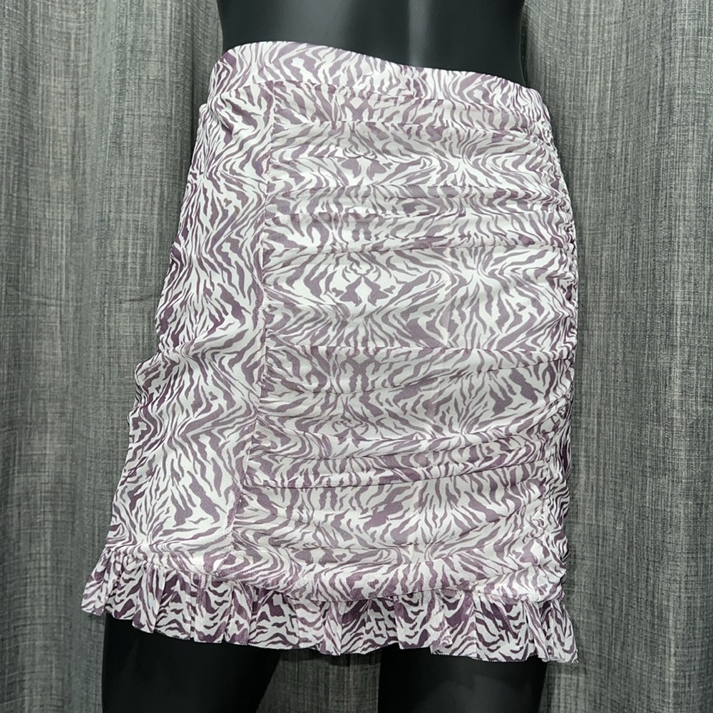 NWOT Free People Romi Mesh Ruffle Mini Skirt Zebra Combo S - Picture 4 of 8